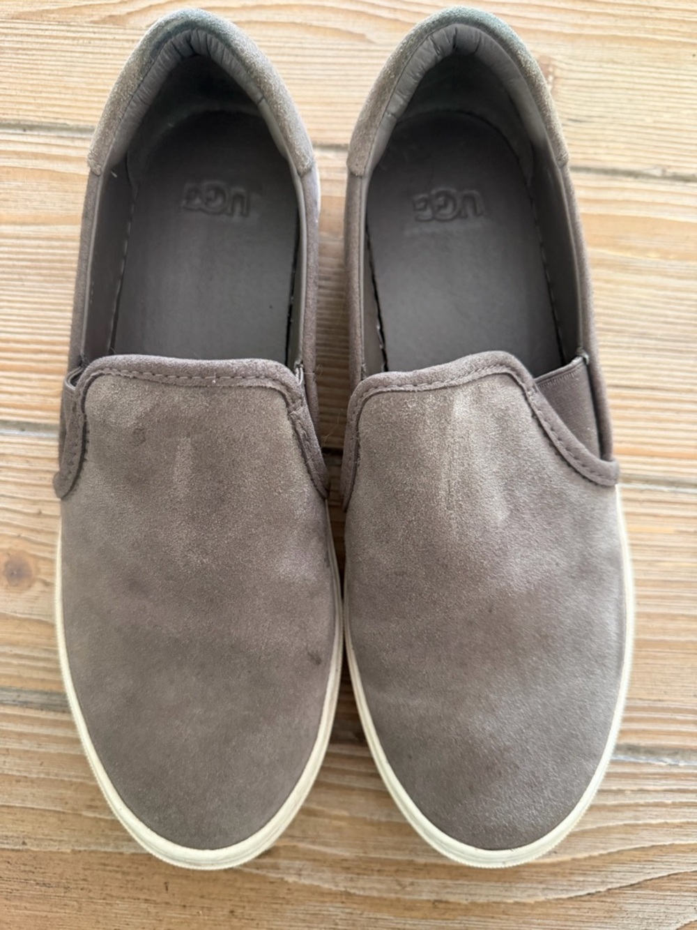 UGG Women's Grey Suede Slip-On Sneakers